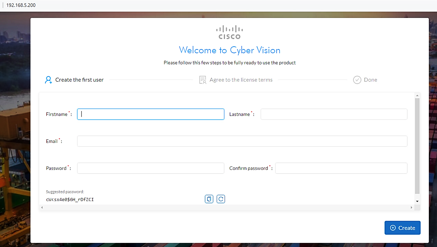 Cyber Vision web page on first time visit.