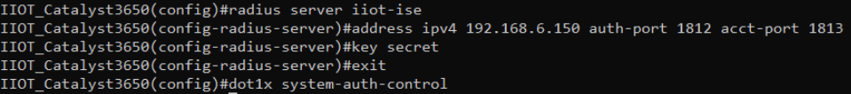 Enable RADIUS server connection on swtich