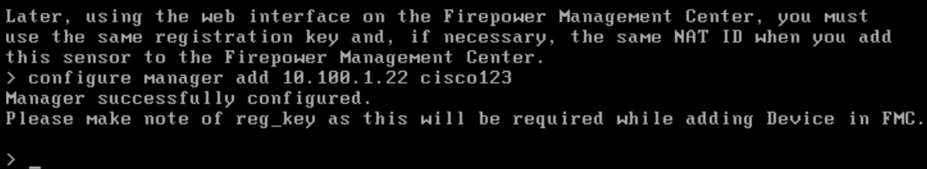 Create connection for manager to connect to the FTD. Save the registration key chosen.