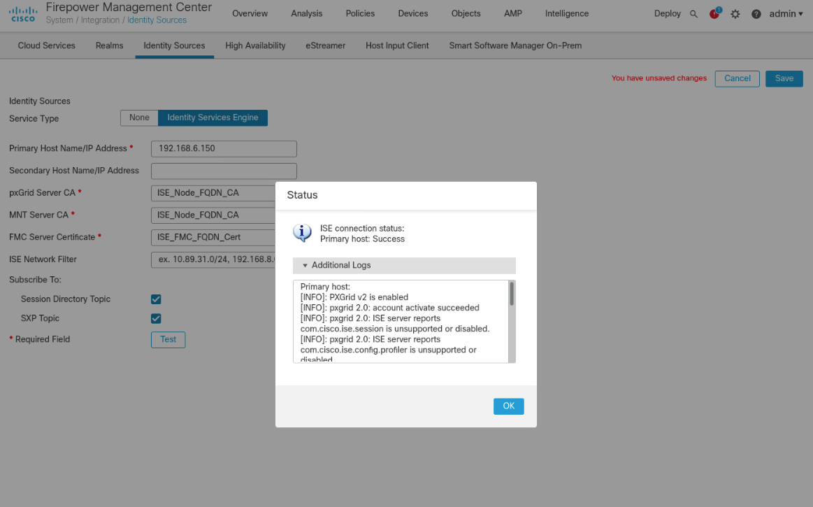Configuration for pxGrid connection.