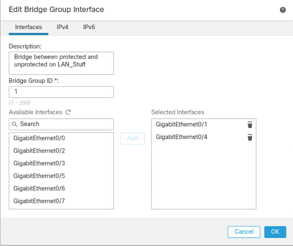 Creation of bridged interface.