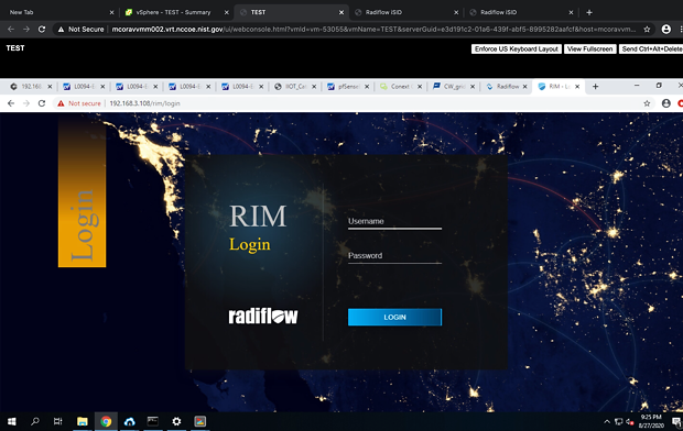 A screen shot of the RIM server home page.