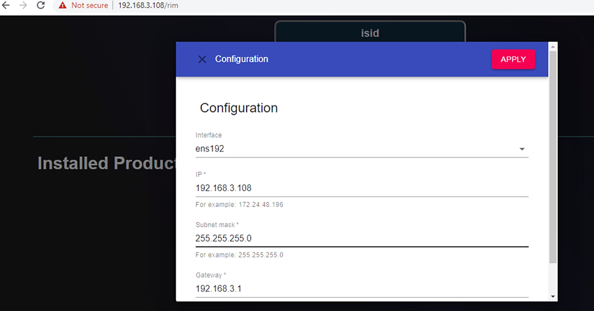A screenshot showing the configuration settings for the RIM server.