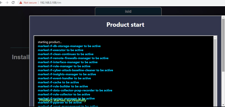 A screenshot showing iSID product start is successful.