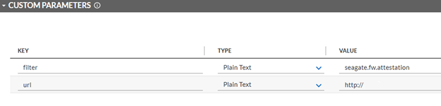 This is a screenshot of an example of filling out the Custom Parameters section.
