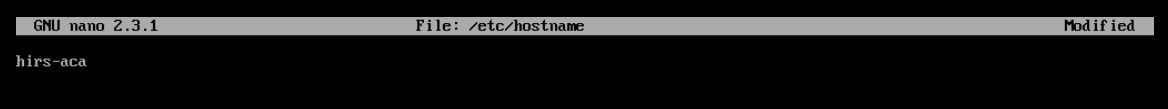 Screenshot of the contents of /etc/hostname