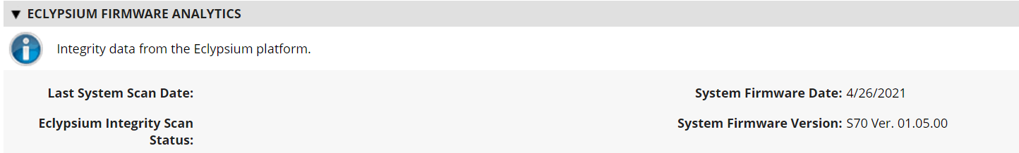 This screenshot shows an example of firmware data being displayed by Eclypsium.