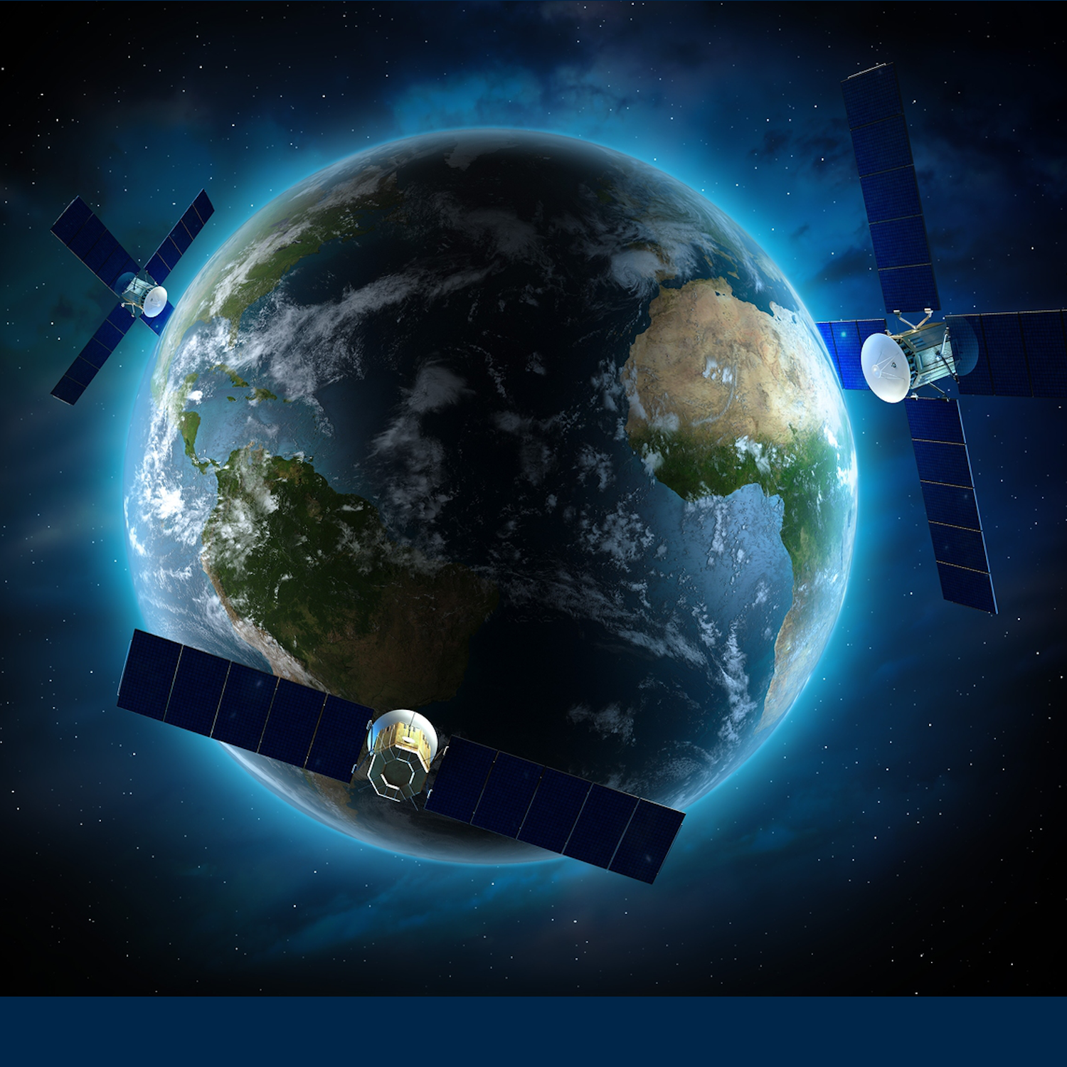 Illustration of satellites around the earth.