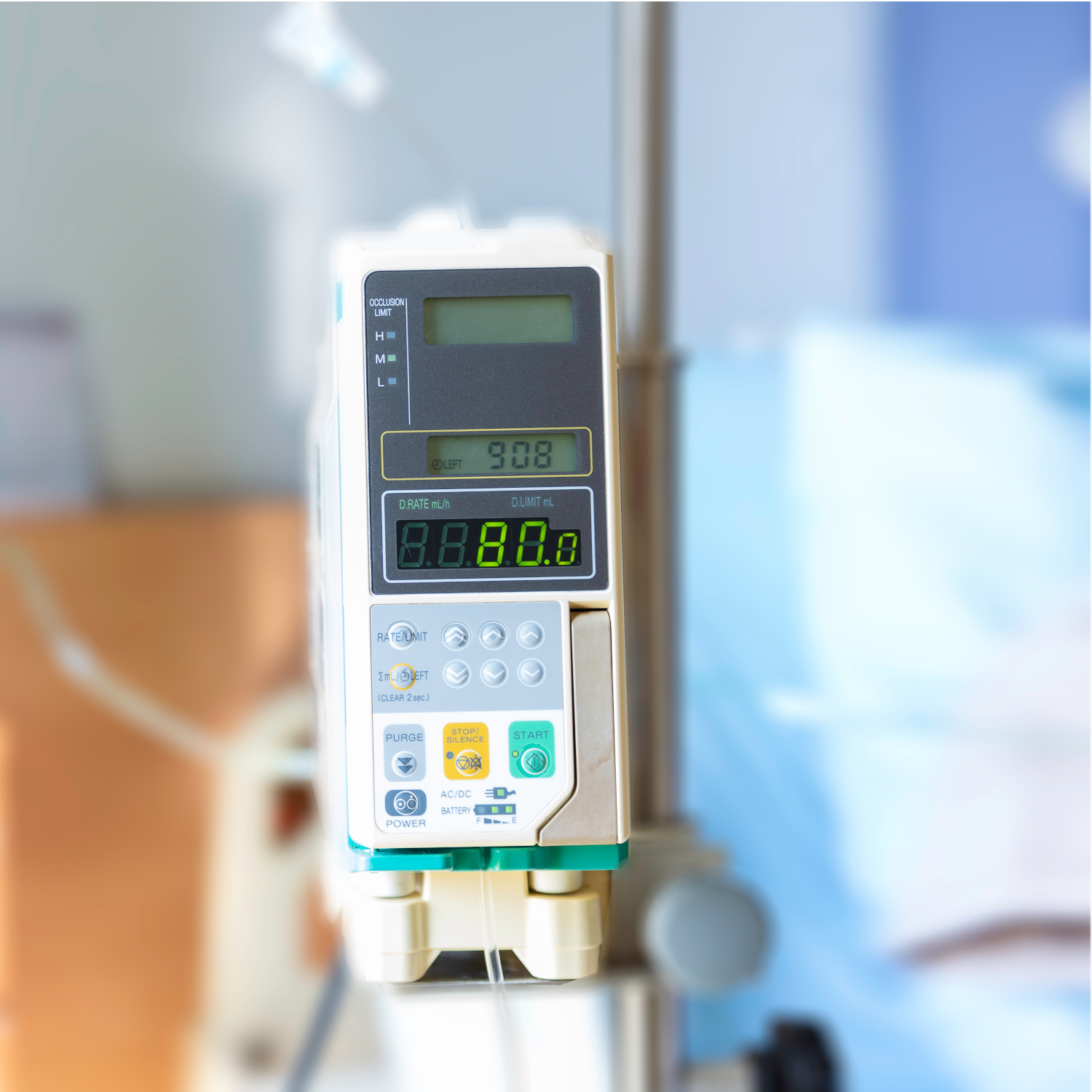 A photograph of a wireless infusion pump.