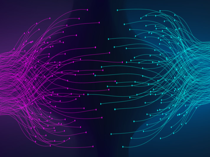 Abstract image of converging data pathways